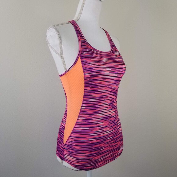 Champion Girls Racerback Tank Top L 10-12 Multicolor With Orange Side Mesh Panel - Picture 2 of 10